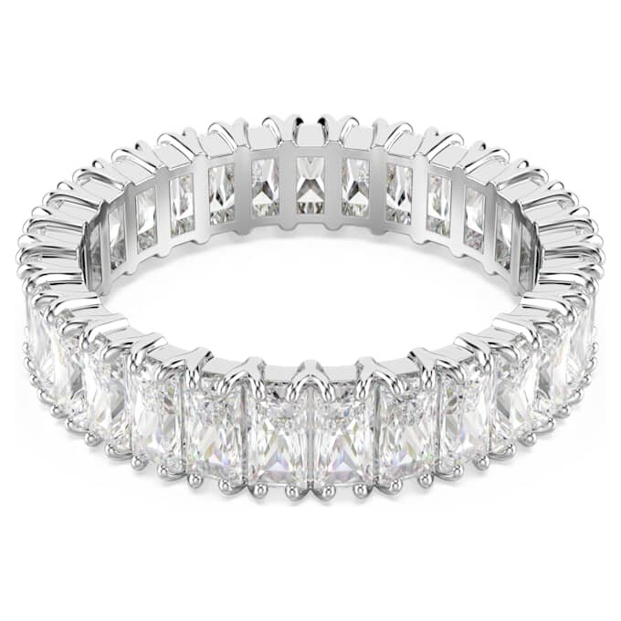 Matrix-ring med baguetteslipning, vit, silverfärgad yta Matrix-ring med baguetteslipning, vit, silverfärgad yta
