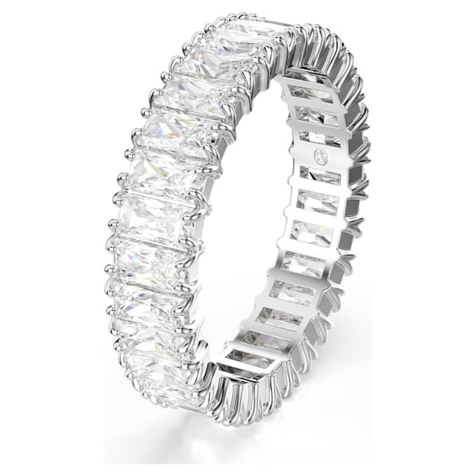 Matrix-ring med baguetteslipning, vit, silverfärgad yta Matrix-ring med baguetteslipning, vit, silverfärgad yta