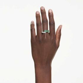 Matrix-ring med blandade slipningar, grön, rodiumpläterad