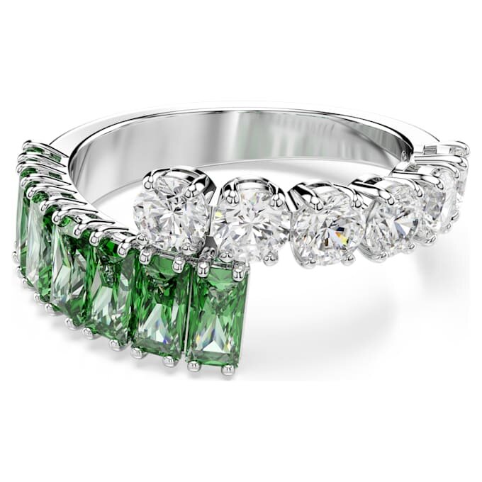 Matrix-ring med blandade slipningar, grön, rodiumpläterad Matrix-ring med blandade slipningar, grön, rodiumpläterad