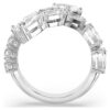 Matrix-ring med blandade slipningar, vit, rodiumpläterad