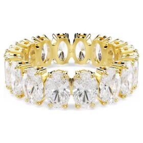 Matrix-ring med oval slipning, vit, guldpläterad