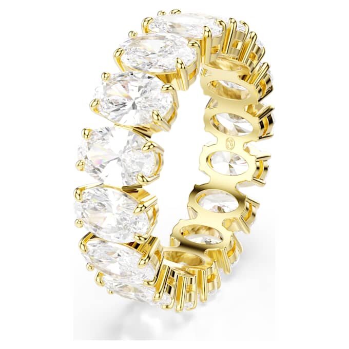 Matrix-ring med oval slipning, vit, guldpläterad Matrix-ring med oval slipning, vit, guldpläterad