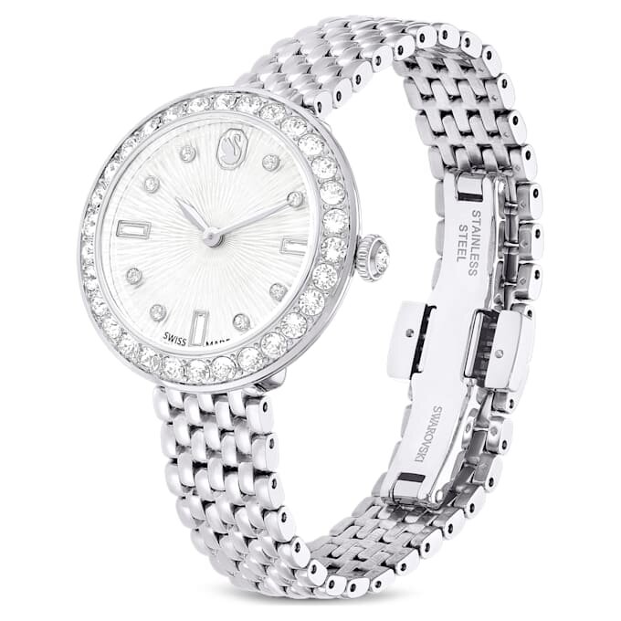 Matrix Tennis 7-Link-klocka, tillverkad i Schweiz, metallarmband, silverfärgad, rostfritt stål Matrix Tennis 7-Link-klocka, tillverkad i Schweiz, metallarmband, silverfärgad, rostfritt stål