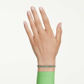 Matrix Tennis-armband, rundslipad, grön, ruteniumpläterad