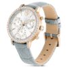 Matrix Tennis Chrono-klocka, tillverkad i Schweiz, läderarmband, grå, champagneguldfärgad yta