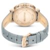 Matrix Tennis Chrono-klocka, tillverkad i Schweiz, läderarmband, grå, champagneguldfärgad yta