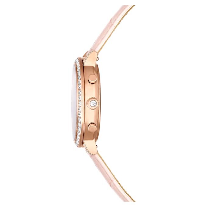 Matrix Tennis Chrono-klocka, tillverkad i Schweiz, läderarmband, rosa, roséguldtonad yta Matrix Tennis Chrono-klocka, tillverkad i Schweiz, läderarmband, rosa, roséguldtonad yta