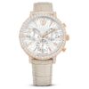 Matrix Tennis Chrono-klocka, tillverkad i Schweiz, läderrem, beige, roséguldtonad yta