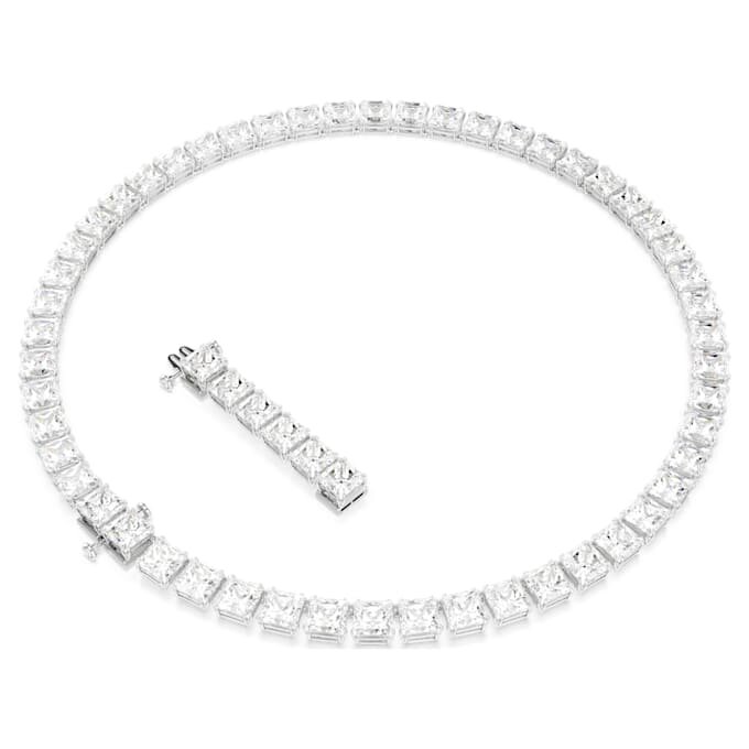 Matrix Tennis-halsband, fyrkantig slipning, vitt, rodiumpläterat Matrix Tennis-halsband, fyrkantig slipning, vitt, rodiumpläterat