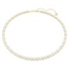 Matrix Tennis-halsband med kristallpärlor, rundslipade, vita, guldpläterade Matrix Tennis-halsband med kristallpärlor, rundslipade, vita, guldpläterade