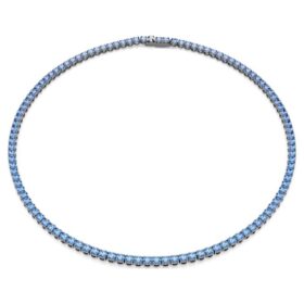 Matrix Tennis-halsband, rundslipad, blå, ruteniumpläterat Matrix Tennis-halsband, rundslipad, blå, ruteniumpläterat