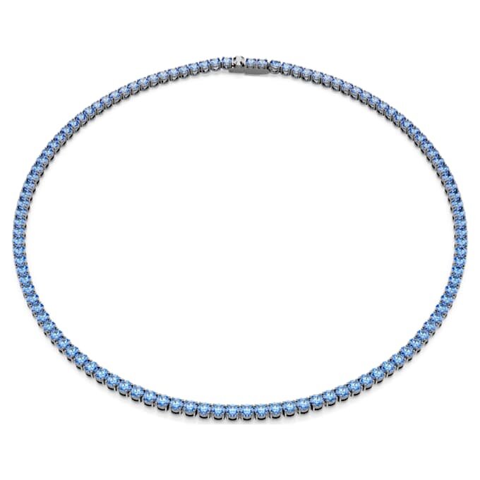 Matrix Tennis-halsband, rundslipad, blå, ruteniumpläterat Matrix Tennis-halsband, rundslipad, blå, ruteniumpläterat