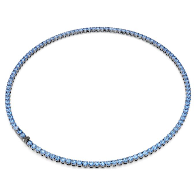 Matrix Tennis-halsband, rundslipad, blå, ruteniumpläterat Matrix Tennis-halsband, rundslipad, blå, ruteniumpläterat