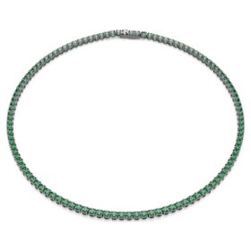 Matrix Tennis-halsband, rundslipad, grönt, ruteniumpläterat Matrix Tennis-halsband, rundslipad, grönt, ruteniumpläterat
