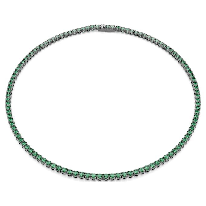 Matrix Tennis-halsband, rundslipad, grönt, ruteniumpläterat Matrix Tennis-halsband, rundslipad, grönt, ruteniumpläterat