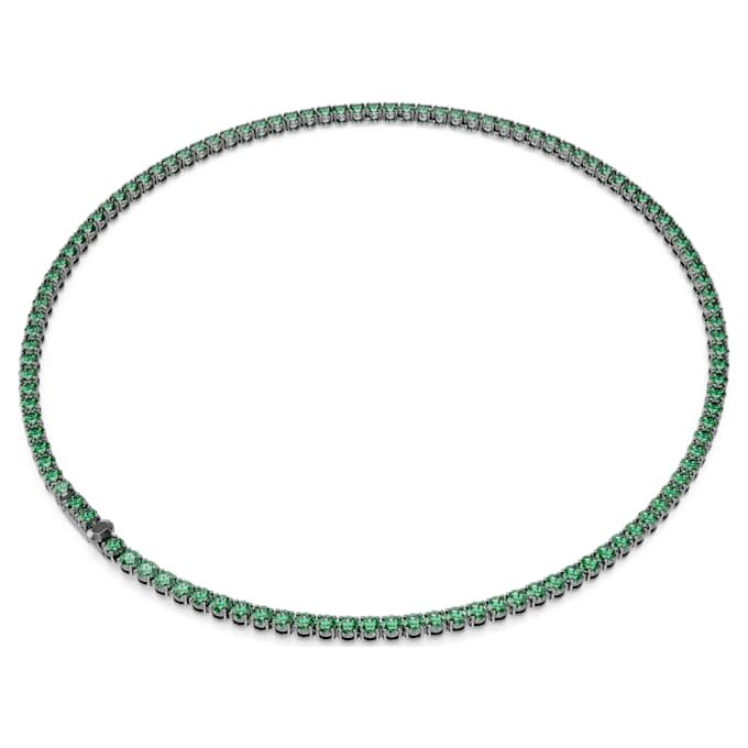 Matrix Tennis-halsband, rundslipad, grönt, ruteniumpläterat Matrix Tennis-halsband, rundslipad, grönt, ruteniumpläterat