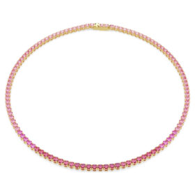 Matrix Tennis-halsband, rundslipade kristaller, rosa, guldpläterat Matrix Tennis-halsband, rundslipade kristaller, rosa, guldpläterat
