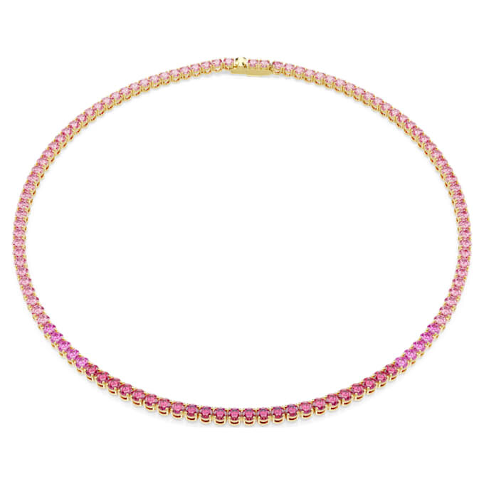 Matrix Tennis-halsband, rundslipade kristaller, rosa, guldpläterat Matrix Tennis-halsband, rundslipade kristaller, rosa, guldpläterat