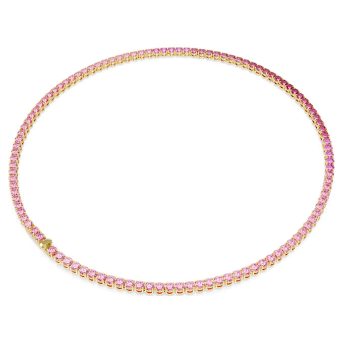 Matrix Tennis-halsband, rundslipade kristaller, rosa, guldpläterat Matrix Tennis-halsband, rundslipade kristaller, rosa, guldpläterat