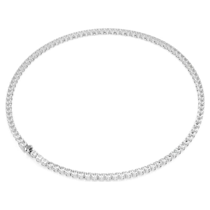 Matrix Tennis-halsband, rundslipade, vita, rodiumpläterade Matrix Tennis-halsband, rundslipade, vita, rodiumpläterade