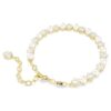 Matrix Tennisarmband Crystal Pearl, rundslipad, vit, guldpläterad