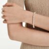 Matrix Tennisarmband Crystal Pearl, rundslipad, vit, guldpläterad