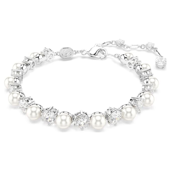 Matrix tennisarmband Crystal Pearl, rundslipad, vit, rodiumpläterad Matrix tennisarmband Crystal Pearl, rundslipad, vit, rodiumpläterad