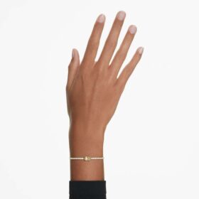 Matrix tennisarmband med blandade slipningar, karamellfärgat, guldpläterat