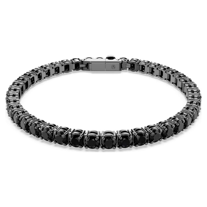 Matrix tennisarmband med rundslipade stenar, svart, ruteniumpläterat Matrix tennisarmband med rundslipade stenar, svart, ruteniumpläterat