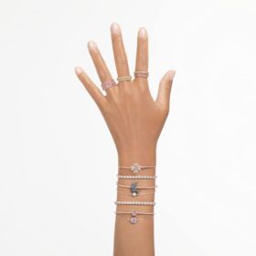 Matrix Tennisarmband, rundslipade, vita, roséguldpläterade