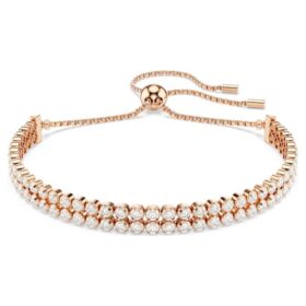 Matrix Tennisarmband, rundslipade, vita, roséguldpläterade