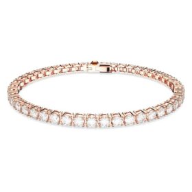 Matrix Tennisarmband, rundslipade, vita, roséguldpläterade