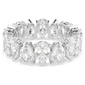 Matrix Vittore-ring, päronslipad, vit, silverfärgad yta