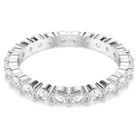 Matrix Vittore-ring, rund slipning, vit, silverfärgad yta
