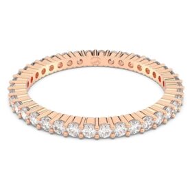 Matrix Vittore-ring, rundslipad, vit, roséguldpläterad