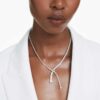 Matrix Y-halsband med blandade slipningar, vitt, rodiumpläterat
