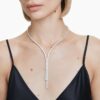 Matrix Y-halsband, rundslipad, vit, rodiumpläterad