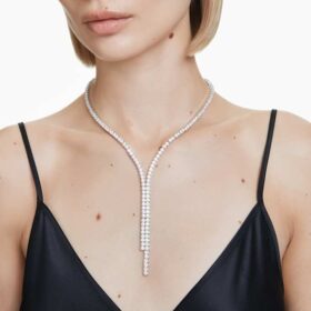 Matrix Y-halsband, rundslipad, vit, rodiumpläterad
