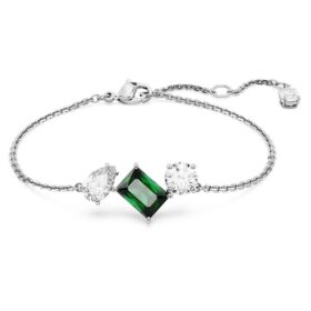 Mesmera-armband med blandade slipningar, grönt, rodiumpläterat Mesmera-armband med blandade slipningar, grönt, rodiumpläterat