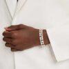Mesmera-armband med blandade slipningar, vitt, guldpläterat