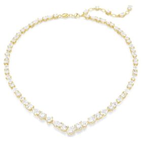 Mesmera-halsband med blandade slipningar, vitt, guldpläterat