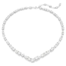 Mesmera-halsband med blandade slipningar, vitt, rodiumpläterat