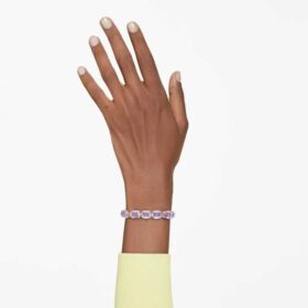 Millenia-armband med åttkantiga kristaller, lila, guldpläterat