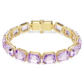 Millenia-armband med åttkantiga kristaller, lila, guldpläterat