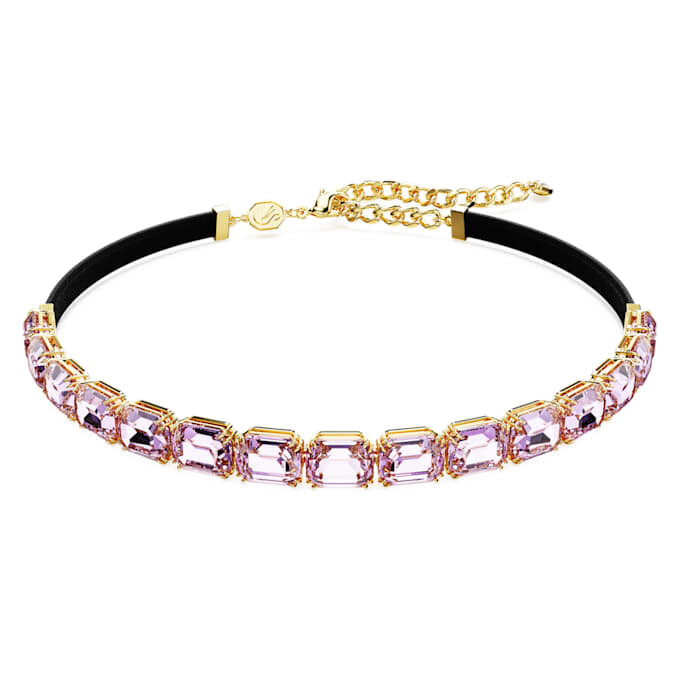 Millenia-choker med åttkantiga kristaller, lila, guldpläterad Millenia-choker med åttkantiga kristaller, lila, guldpläterad