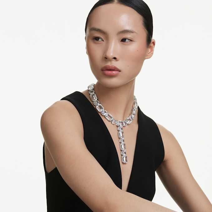 Millenia-halsband med blandade slipningar, vitt, rodiumpläterat Millenia-halsband med blandade slipningar, vitt, rodiumpläterat