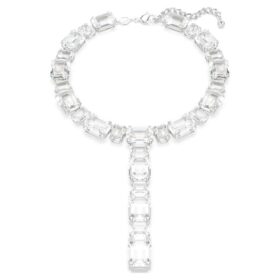 Millenia-halsband med blandade slipningar, vitt, rodiumpläterat
