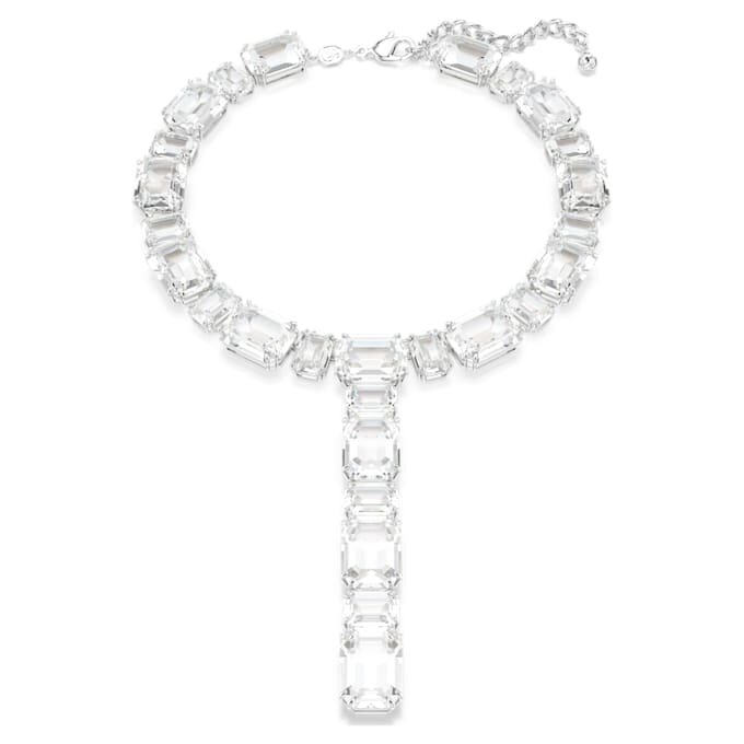Millenia-halsband med blandade slipningar, vitt, rodiumpläterat Millenia-halsband med blandade slipningar, vitt, rodiumpläterat