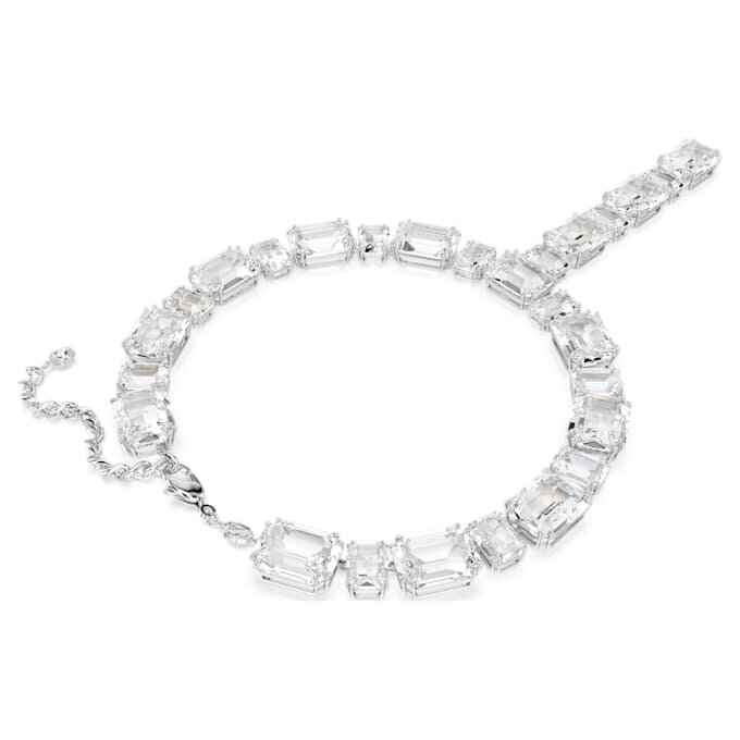 Millenia-halsband med blandade slipningar, vitt, rodiumpläterat Millenia-halsband med blandade slipningar, vitt, rodiumpläterat